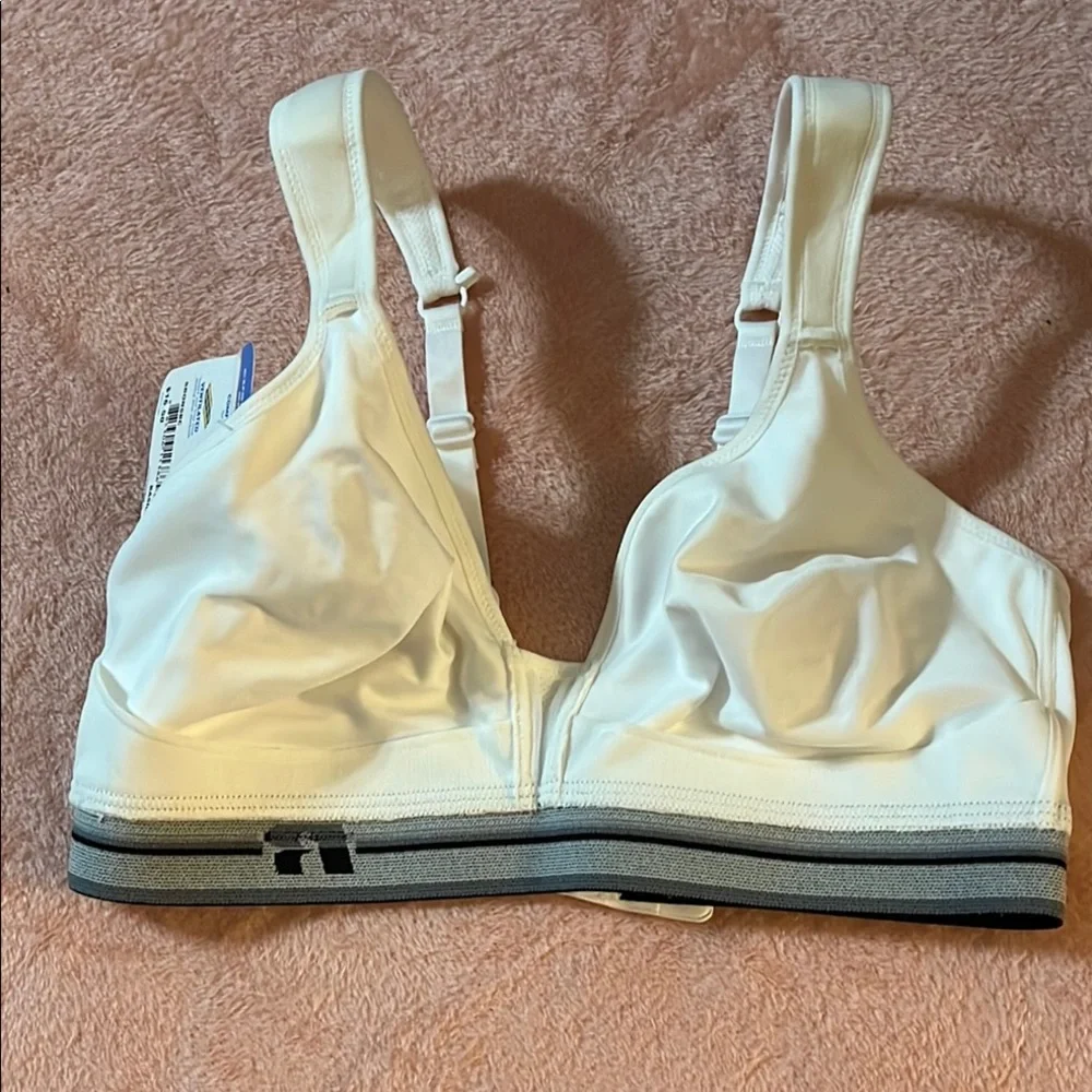 Russell Athletic Cream Sports Bra with Black Band